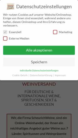 Vorschau der mobilen Webseite scheurichweine.de, Scheurich La Fleur e.K.