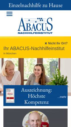 Vorschau der mobilen Webseite muenchen-links-der-isar.abacus-nachhilfe.de, Abacus Nachhilfe Institut