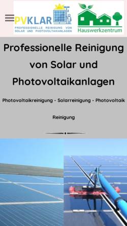 Vorschau der mobilen Webseite www.pvklar.de, PVKLAR Photovoltaik Reinigung Solarreinigung