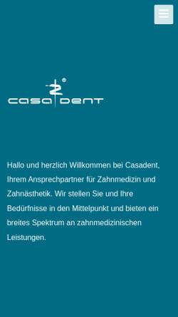 Vorschau der mobilen Webseite casadent.de, Casadent Zahnarztpraxis