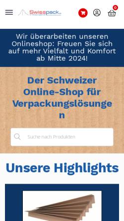 Vorschau der mobilen Webseite swisspackag.ch, Swisspack AG