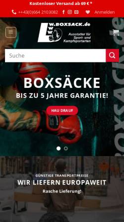 Vorschau der mobilen Webseite www.boxsack.de, Boxsack