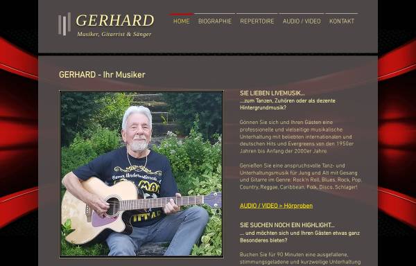 Vorschau von www.gerhard-gitarre.de, Alleinunterhalter Gerhard - Musiker, Gitarrist & Sänger