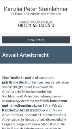 Vorschau der mobilen Webseite www.steinlehner.com, Rechtsanwalt Peter Steinlehner