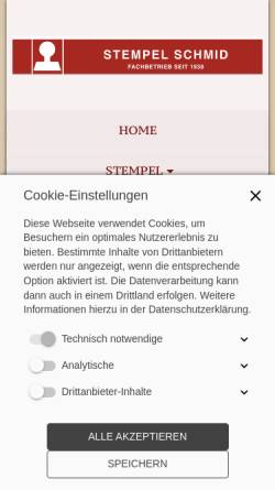 Vorschau der mobilen Webseite www.stempel-schmid.de, Stempel Schmid