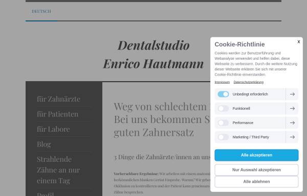 Vorschau von www.dentalstudiohautmann.de, Dentalstudio Hautmann