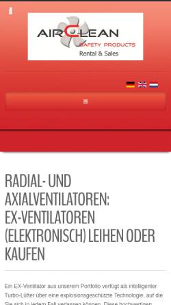 Vorschau der mobilen Webseite www.ex-ventilatoren-atex.de, AIRCLEAN Safety Products
