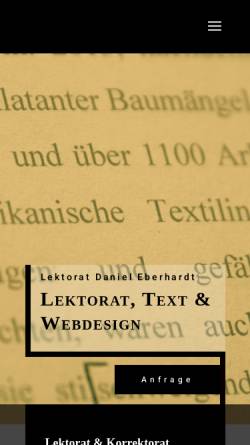 Vorschau der mobilen Webseite lektorat-danieleberhardt.de, Lektorat Daniel Eberhardt