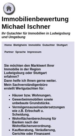Vorschau der mobilen Webseite www.wertermittlung-ischner.de, Immobilienbewertung Michael Ischner