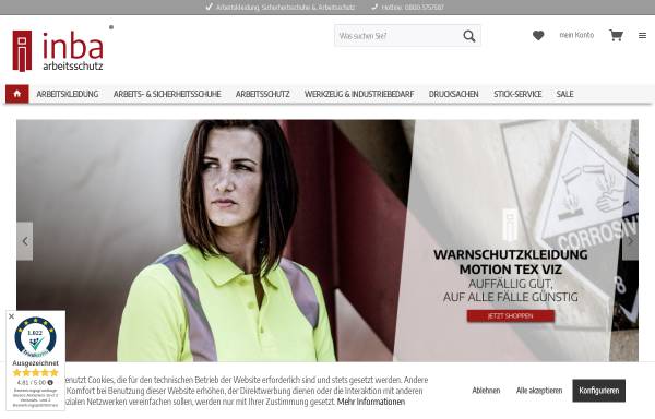 Vorschau von inba.de, inba arbeitsschutz GmbH & Co. KG