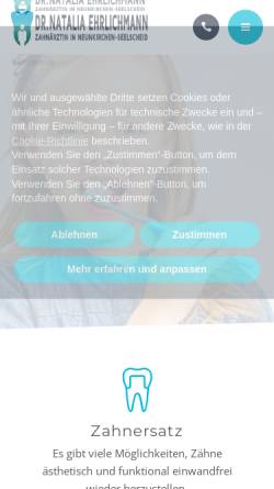 Vorschau der mobilen Webseite dr-ehrlichmann.de, Zahnarztpraxis Dr. Natalia Ehrlichmann