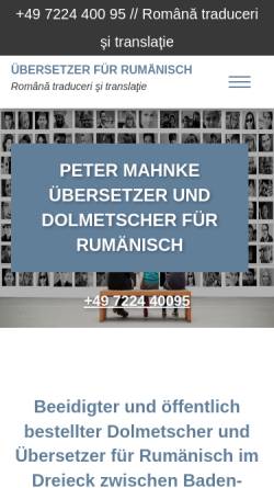 Vorschau der mobilen Webseite uebersetzer-rumaenisch.de, Peter Mahnke