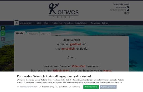 Vorschau von www.korwes-reisen.de, Korwes Reisen