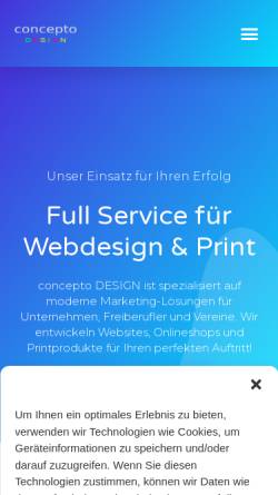 Vorschau der mobilen Webseite concepto-design.de, concepto DESIGN