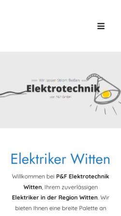 Vorschau der mobilen Webseite pf-elektro.de, P&F Elektrotechnik GmbH