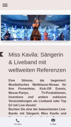 Vorschau der mobilen Webseite www.misskavila.de, Miss Kavila & Band