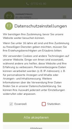 Vorschau der mobilen Webseite www.zahnarzt-in-radolfzell.de, Zahnarztpraxis Lina Karnesi