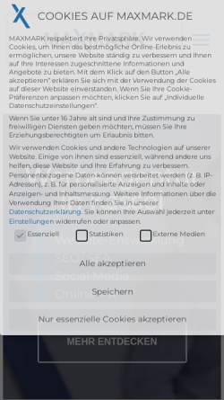 Vorschau der mobilen Webseite maxmark.de, MAXMARK