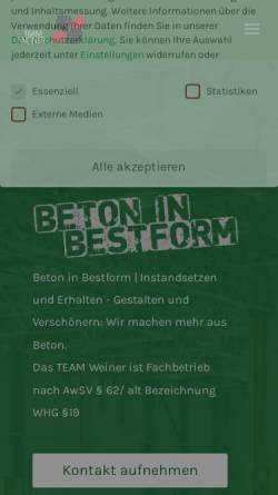 Vorschau der mobilen Webseite weiner-beschichtung.de, Team Weiner - Betonbeschichtungen Memmingen