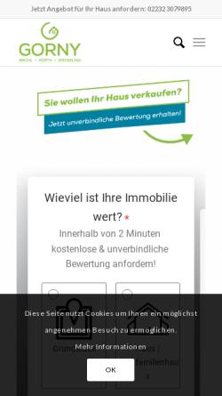 Vorschau der mobilen Webseite immobilien-gorny.de, Immobilien Gorny