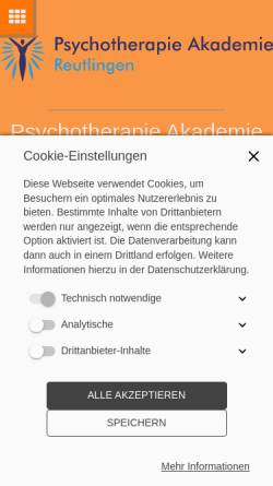 Vorschau der mobilen Webseite www.psychotherapie-akademie-reutlingen.de, Psychotherapie Akademie Reutlingen