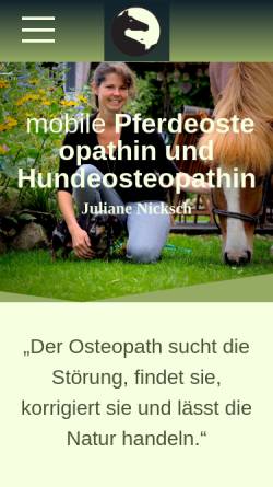 Vorschau der mobilen Webseite www.pferdeosteopathie-nicksch.de, Pferde-Osteopathie Juliane Nicksch