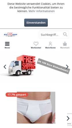 Vorschau der mobilen Webseite www.big-size-shop.de, Big Size Shop