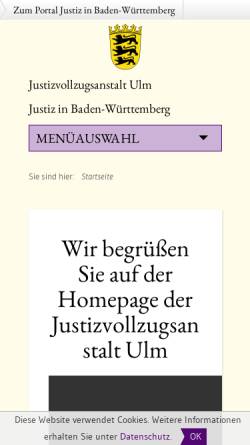 Vorschau der mobilen Webseite www.jva-ulm.de, Justizvollzugsanstalt Ulm - Außenstelle
