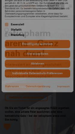 Vorschau der mobilen Webseite www.ratiopharmarena.de, ratiopharm Arena