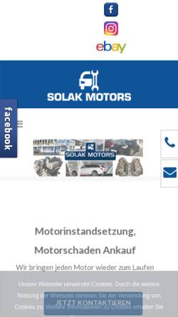 Vorschau der mobilen Webseite www.solakmotors.com, Motorinstandsetzung - Motorschaden Fahrzeug Ankauf - Solak Motors
