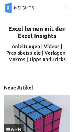 Vorschau der mobilen Webseite www.excel-insights.de, Excel Insights