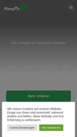 Vorschau der mobilen Webseite www.tierhotelmamamo.de, Tierhotel Mama Mo