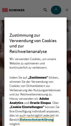 Vorschau der mobilen Webseite www.dbschenker.de, DB Schenker