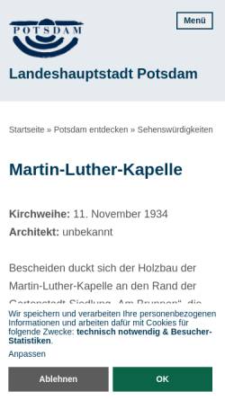 Vorschau der mobilen Webseite www.potsdam.de, Martin-Luther-Kapelle