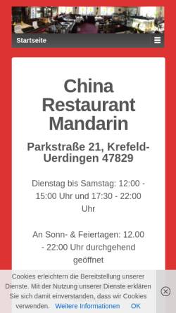 Vorschau der mobilen Webseite www.mandarin-krefeld.de, China Restaurant Mandarin