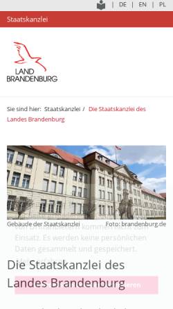 Vorschau der mobilen Webseite stk.brandenburg.de, Staatskanzlei Brandenburg