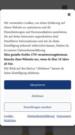 Vorschau der mobilen Webseite www.stobbe1776.de, Stobbe Gin