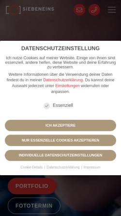 Vorschau der mobilen Webseite siebeneins-fotografie.de, Siebeneins Fotografie