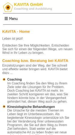 Vorschau der mobilen Webseite kavita.de, KAVITA Karin Brügelmann