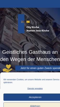 Vorschau der mobilen Webseite www.namenjesukirche.de, Stiftung Namen-Jesu-Kirche