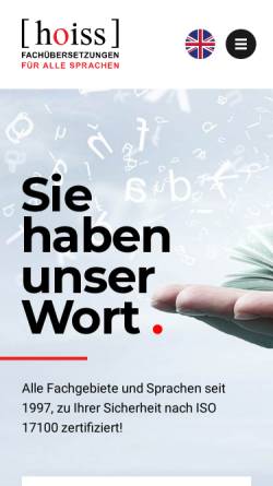 Vorschau der mobilen Webseite www.uebersetzungen-hoiss.at, Übersetzungen Hoiss