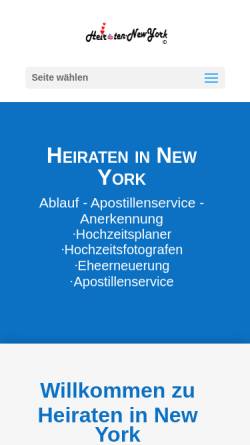 Vorschau der mobilen Webseite www.heiraten-newyork.de, HeiratenNewYork