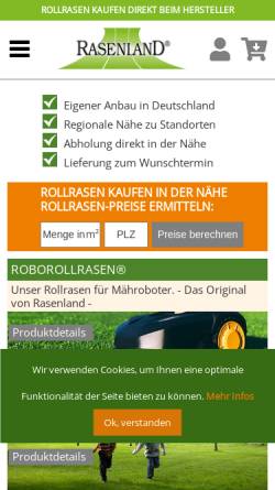 Vorschau der mobilen Webseite www.meinrollrasen.de, Rasenland - Freiherr Knigge GmbH