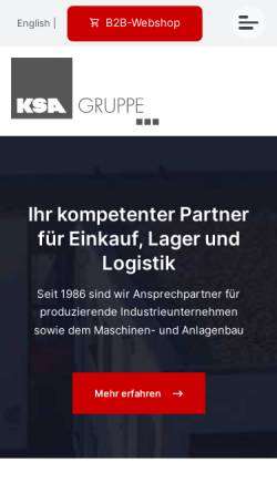 Vorschau der mobilen Webseite www.ksa-gruppe.de, KSA KÖLN Kubben + Steinemer GmbH & Co. KG