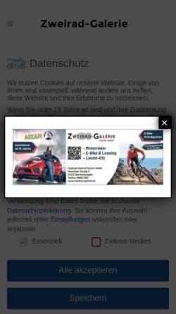 Vorschau der mobilen Webseite zweirad-galerie.de, Zweirad Galerie B&B GmbH