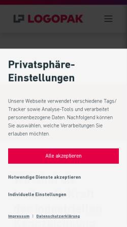 Vorschau der mobilen Webseite logopak.de, Logopak Systeme GmbH & Co.KG