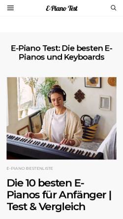 Vorschau der mobilen Webseite www.e-piano-test.com, E-Piano Test