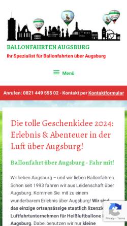 Vorschau der mobilen Webseite www.ballonfahrten-augsburg.de, Ballonfahrten Augsburg