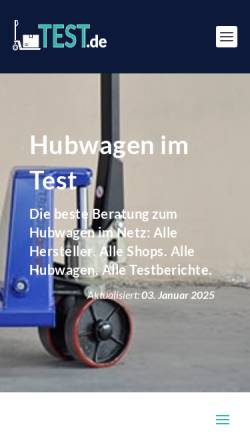 Vorschau der mobilen Webseite www.hubwagentest.de, Hubwagentest.de