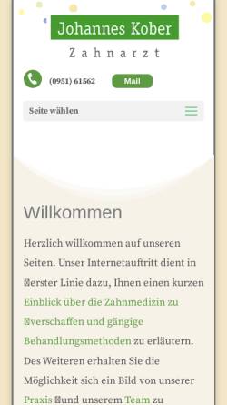 Vorschau der mobilen Webseite www.zahnarzt-gaustadt.de, Zahnarztpraxis Johannes Kober